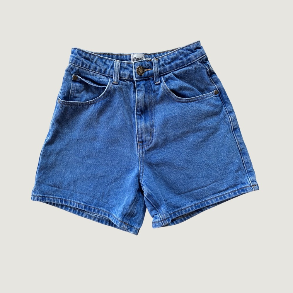 Princess Polly High Waisted Denim Shorts Medium Wash Blue Size 2 US